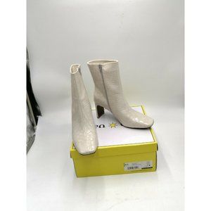 Seven Dials Nicole Croco Print Square toe Boots Winter White Women's US 8.5 New